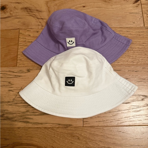 Accessories - Summer Smiley Face Bucket Hat Set - Purple and White